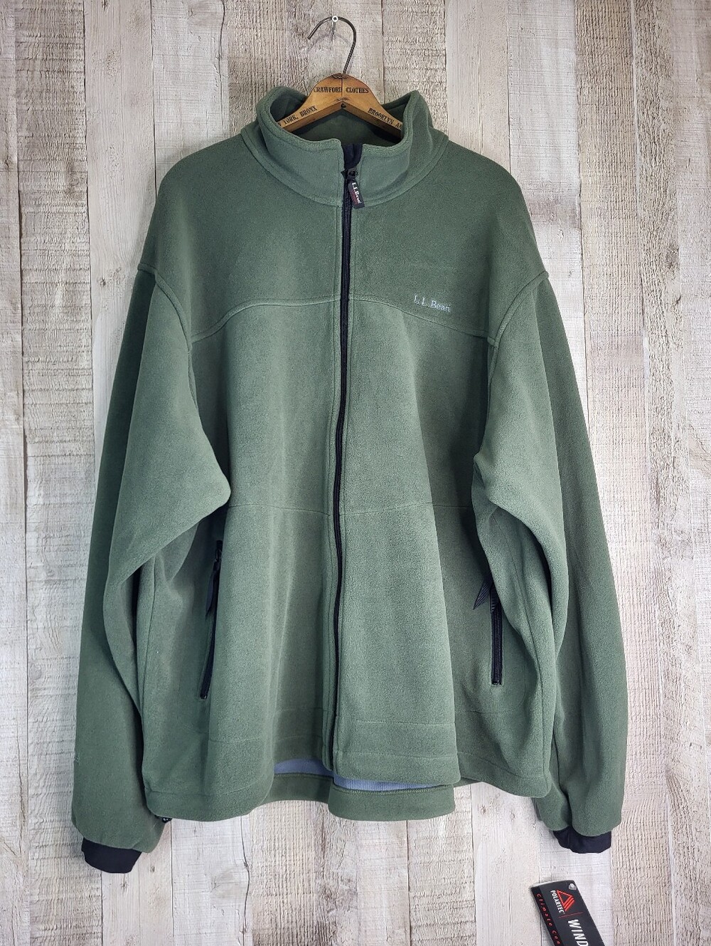 L.L. Bean Men's Olive Green Full-Zip Fleece Jacket Windbloc-Act. Mens XXL 0 RD49